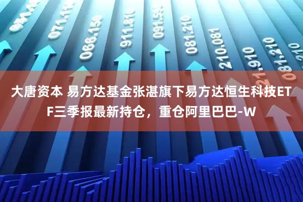 大唐资本 易方达基金张湛旗下易方达恒生科技ETF三季报最新持仓，重仓阿里巴巴-W